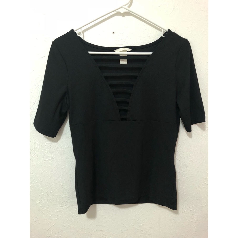 H&M deep cut black top